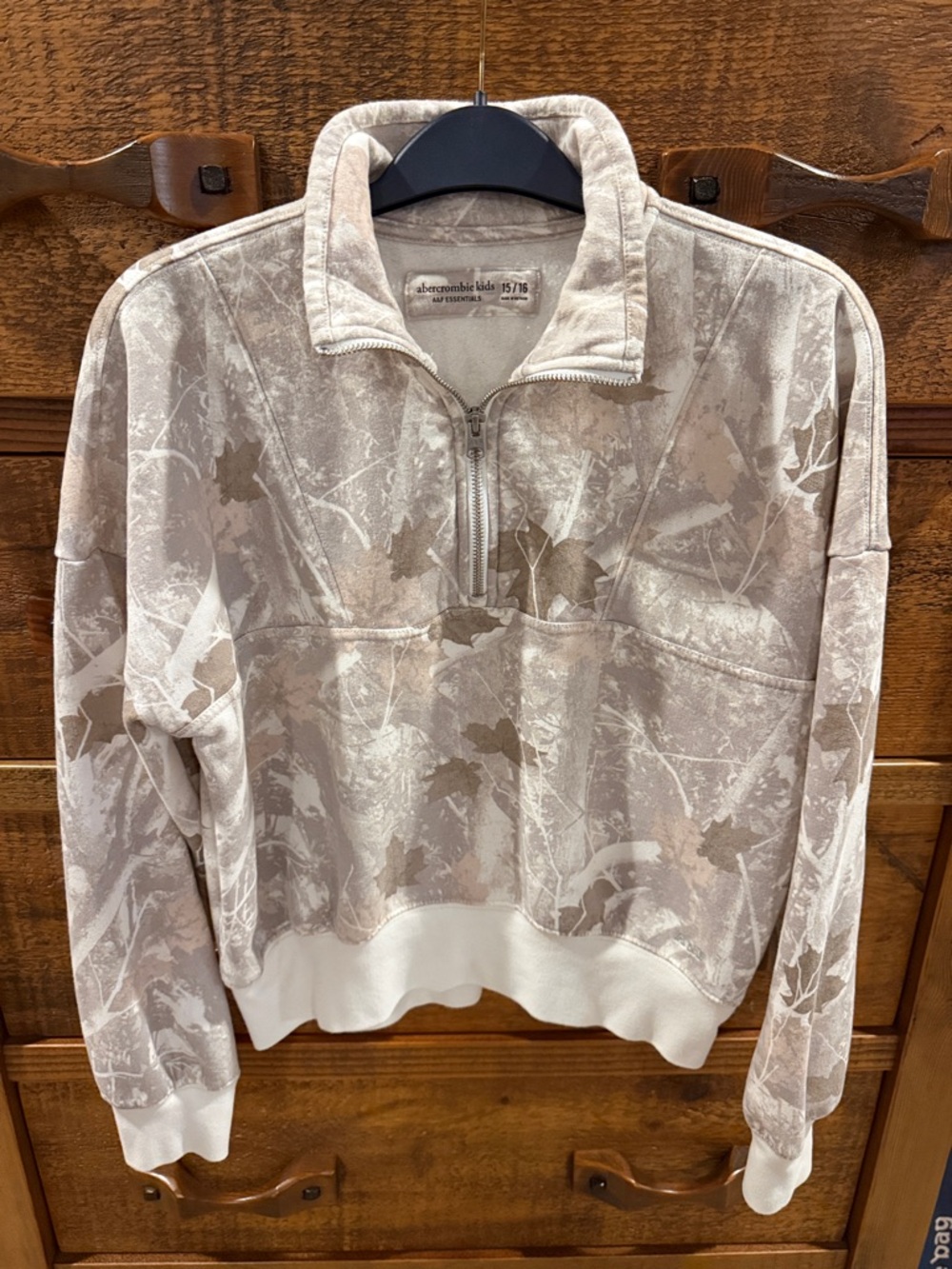 Abercrombie Kids Essential Quarter Zip, Camo, Size 15/16